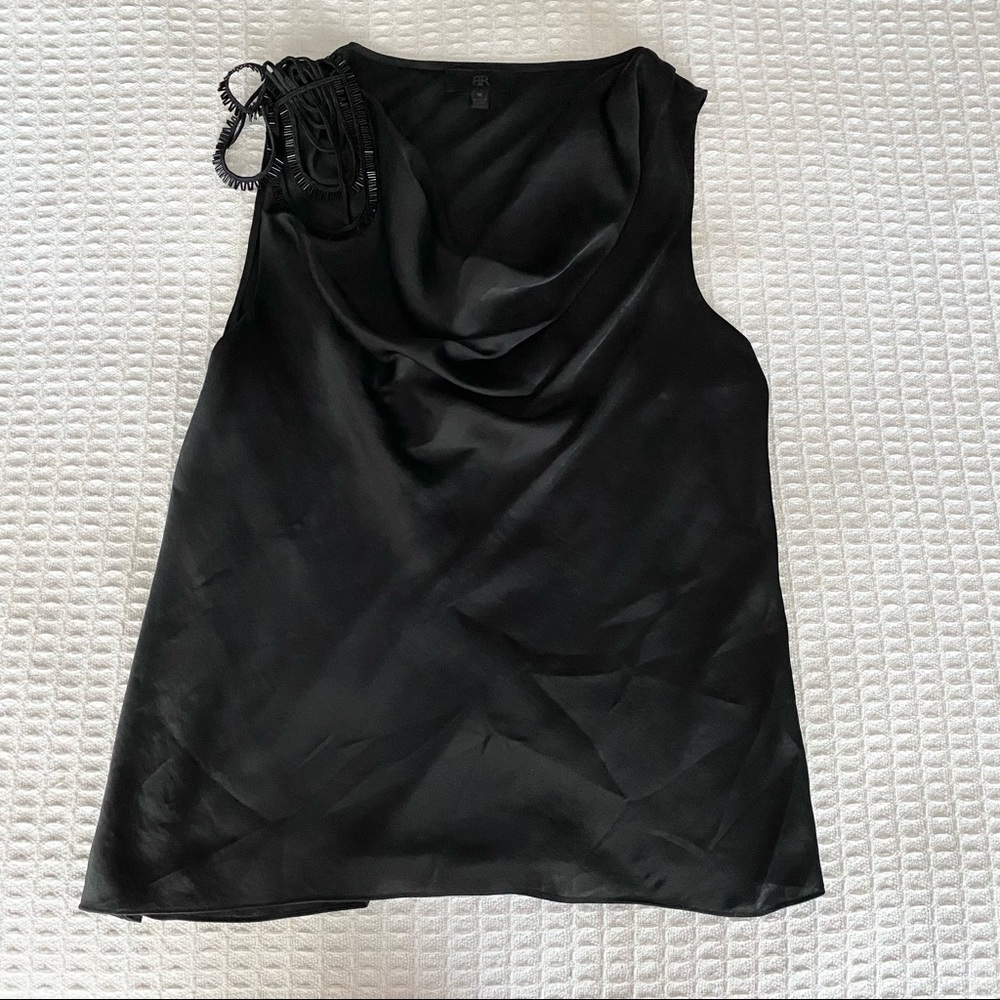 Banana Republic black cowl-neck beaded shoulder sleeveless top Medium
